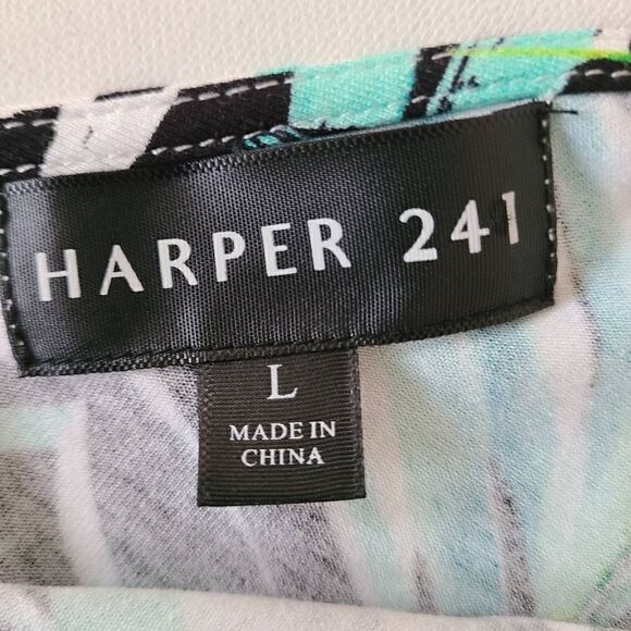 Harper 241 Womens Palm Frond Print Sleeveless Dress Large - Picture 5 of 10